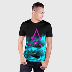 Футболка спортивная мужская Assassins Creed flame neon, цвет: 3D-принт — фото 2