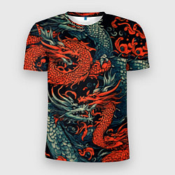 Футболка спортивная мужская Красный и серый дракон, цвет: 3D-принт
