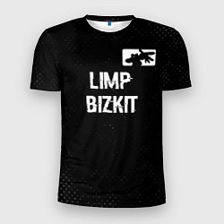 Футболка спортивная мужская Limp Bizkit glitch на темном фоне посередине, цвет: 3D-принт