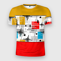 Мужская спорт-футболка Узор красного горчичного цвета