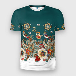 Мужская спорт-футболка Индийский орнамент с птицами