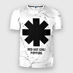 Футболка спортивная мужская Red Hot Chili Peppers glitch на светлом фоне, цвет: 3D-принт