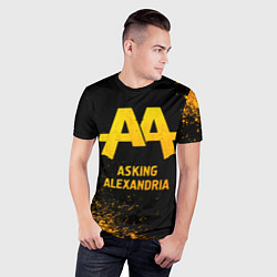 Футболка спортивная мужская Asking Alexandria - gold gradient, цвет: 3D-принт — фото 2