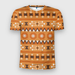 Мужская спорт-футболка Brown tribal geometric