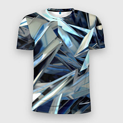 Мужская спорт-футболка Абстрактные осколки голубого цвета