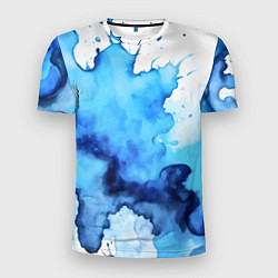 Мужская спорт-футболка Синяя акварельная абстракция