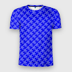 Мужская спорт-футболка Паттерн снежинки синий