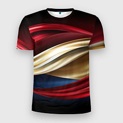 Мужская спорт-футболка Золотые и красные волны абстракции