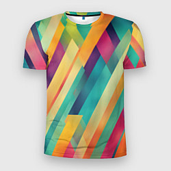 Мужская спорт-футболка Цветные диагональные полосы