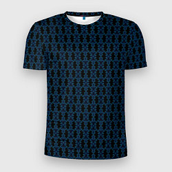 Мужская спорт-футболка Узоры чёрно-синий паттерн
