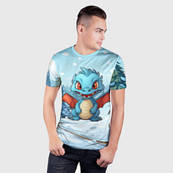 Футболка спортивная мужская Дракон на зимнем заснеженном фоне, цвет: 3D-принт — фото 2