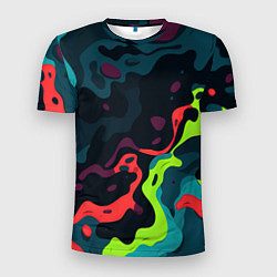 Мужская спорт-футболка Яркий кислотный абстрактный камуфляж