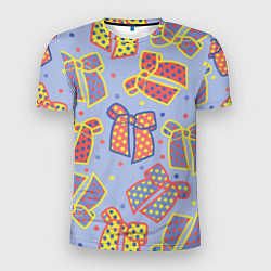 Мужская спорт-футболка Узор с яркими разноцветными бантами в горошек
