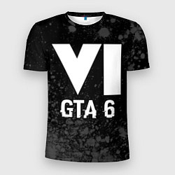 Футболка спортивная мужская GTA 6 glitch на темном фоне, цвет: 3D-принт