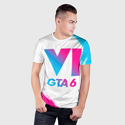 Футболка спортивная мужская GTA 6 neon gradient style, цвет: 3D-принт — фото 2