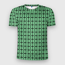 Мужская спорт-футболка Чёрные узоры на зелёном