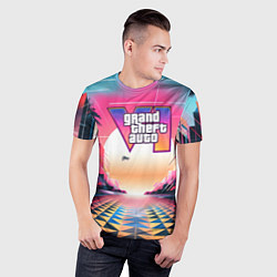 Футболка спортивная мужская GTA 6 retro abstract logo, цвет: 3D-принт — фото 2