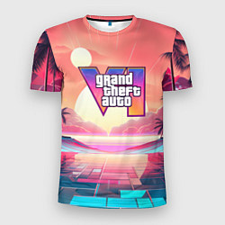 Футболка спортивная мужская GTA 6 retro abstract, цвет: 3D-принт