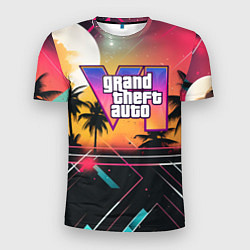 Мужская спорт-футболка GTA 6 night logo