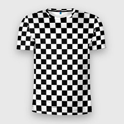 Мужская спорт-футболка Шахматное поле чёрно-белый