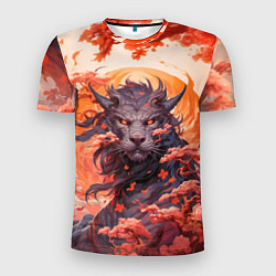 Мужская спорт-футболка Тигровый дракон сакура