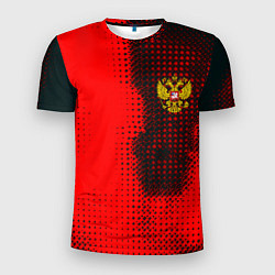 Футболка спортивная мужская Россия герб спорт краски, цвет: 3D-принт