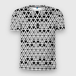 Мужская спорт-футболка Треугольники чёрные и белые