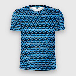 Футболка спортивная мужская Синие и чёрные треугольники, цвет: 3D-принт