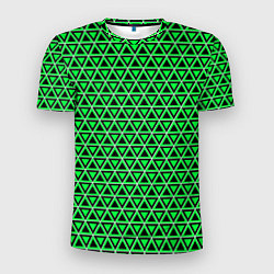 Мужская спорт-футболка Зелёные и чёрные треугольники