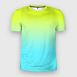 Футболка спортивная мужская Ярко-зеленый и бирюзовый градиент, цвет: 3D-принт