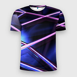 Футболка спортивная мужская Фиолетовая геометрическая абстракция, цвет: 3D-принт