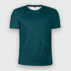 Мужская спорт-футболка Чёрно-зелёные тонкие полосы