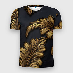 Мужская спорт-футболка Золотые узоры в виде листьев