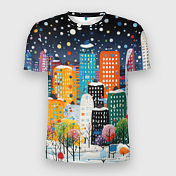 Мужская спорт-футболка Новогодний ночной город