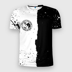 Футболка спортивная мужская Ведьмак лого черно белые, цвет: 3D-принт