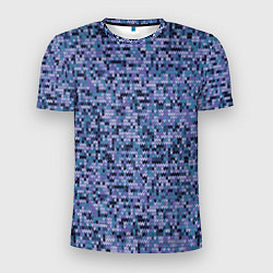 Мужская спорт-футболка Синий узор вязанного трикотажного полотна