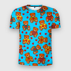 Мужская спорт-футболка Мишки в цветных свитерах и сердечки