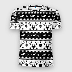 Мужская спорт-футболка Новогодний свитер с оленями