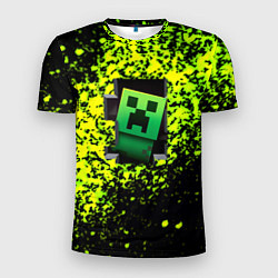 Футболка спортивная мужская Minecraft зелёные краски, цвет: 3D-принт