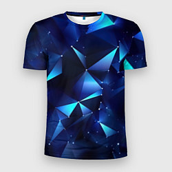 Мужская спорт-футболка Синие осколки из мелких абстрактных частиц