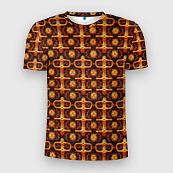 Мужская спорт-футболка Оранжевый деревянный абстрактный паттерн