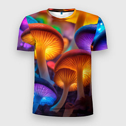 Футболка спортивная мужская Неоновые светящиеся грибы, цвет: 3D-принт