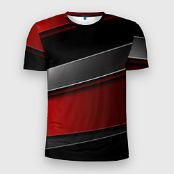 Футболка спортивная мужская Красный серый и черный, цвет: 3D-принт