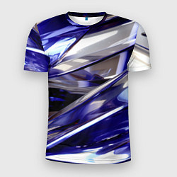 Футболка спортивная мужская Синие и белые полосы абстракции, цвет: 3D-принт