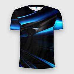 Мужская спорт-футболка Черная и синяя геометрическая абстракция