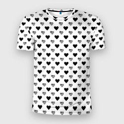 Футболка спортивная мужская Черно-белые сердечки, цвет: 3D-принт