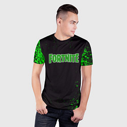 Футболка спортивная мужская Fortnite зеленый краски лого, цвет: 3D-принт — фото 2