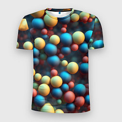 Мужская спорт-футболка Разноцветные шарики молекул
