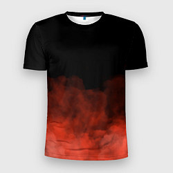 Мужская спорт-футболка Красный туман на чёрном