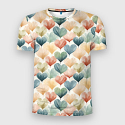 Мужская спорт-футболка Разноцветные нарисованные сердечки